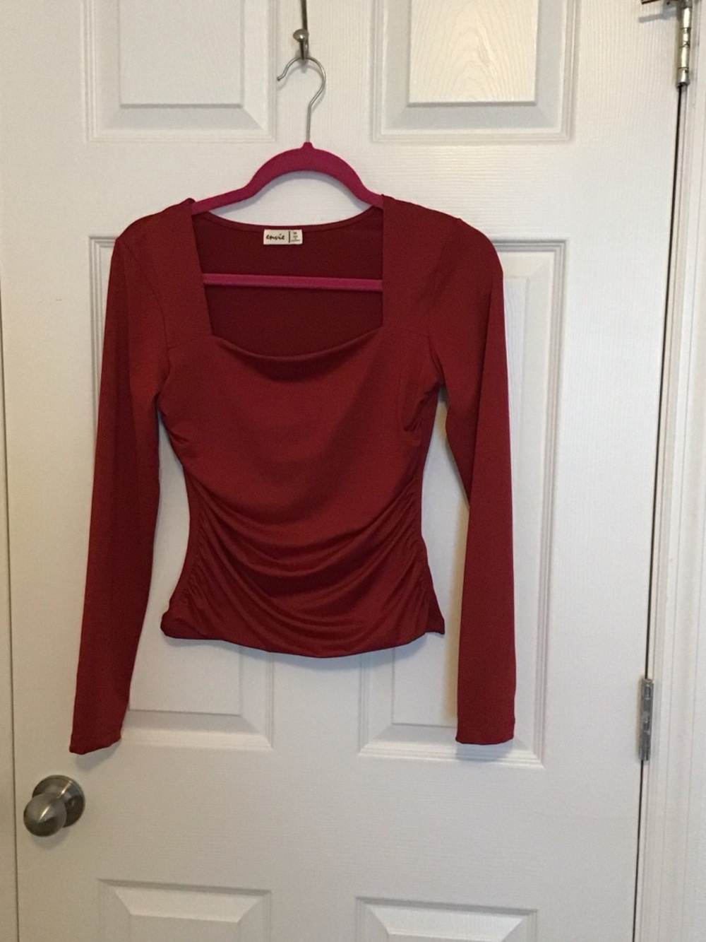 Square-Neck Long Sleeve Top in Deep Rust by Aritzia